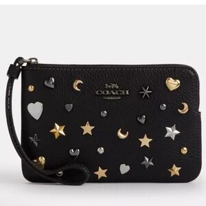 Coach Corner Zip Wristlet With Rivets NWT